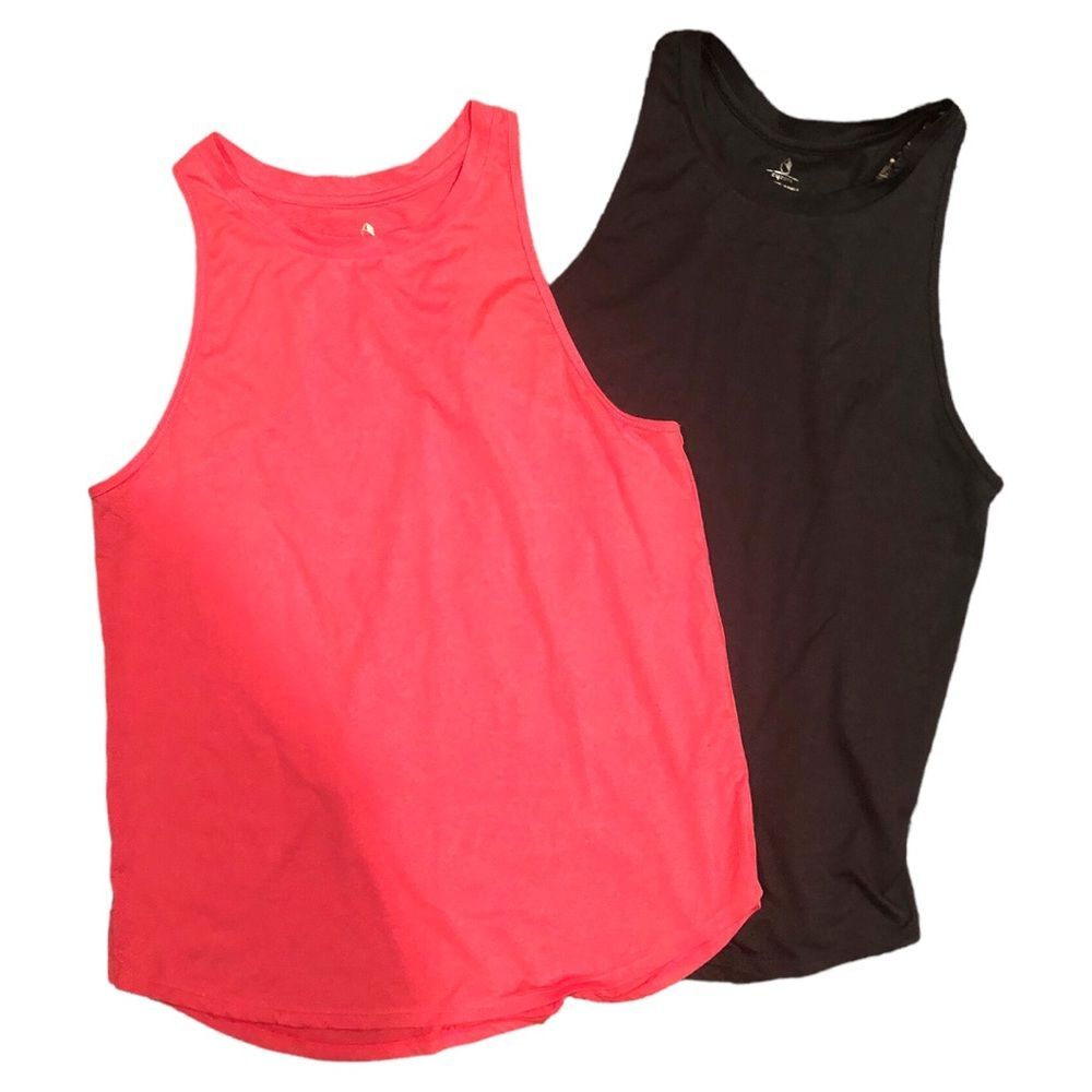 Bundle of 2 Icyzone Athletic Tank Tops in Gray and Pink size Medium